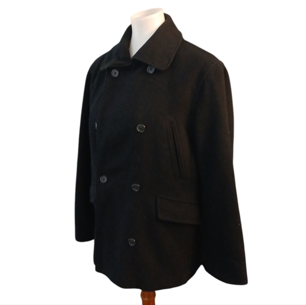 J. Crew Women's Black Pea Coat Size Medium Wool Blend Jacket